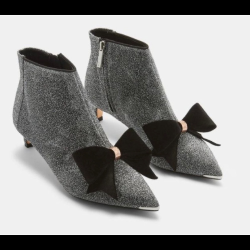 Ted Baker Lurex Bow Kitten Heel Bootie